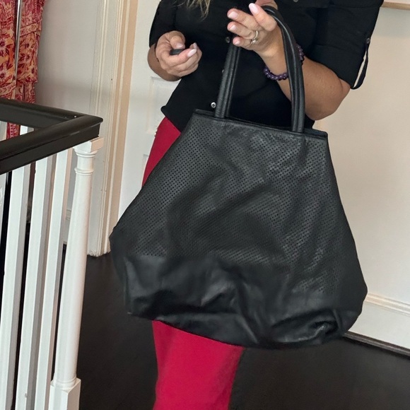 Osklen Black Perforated Leather Slouchy Tote Shoulder Bag - Picture 13 of 16